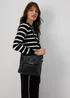 Black PU Tumbled Messenger Bag - One Size Image 1