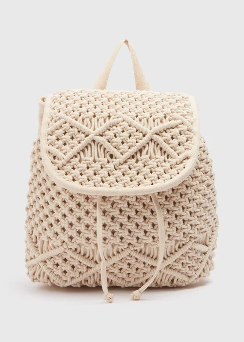 Natural Macramé Backpack - One Size Image 1