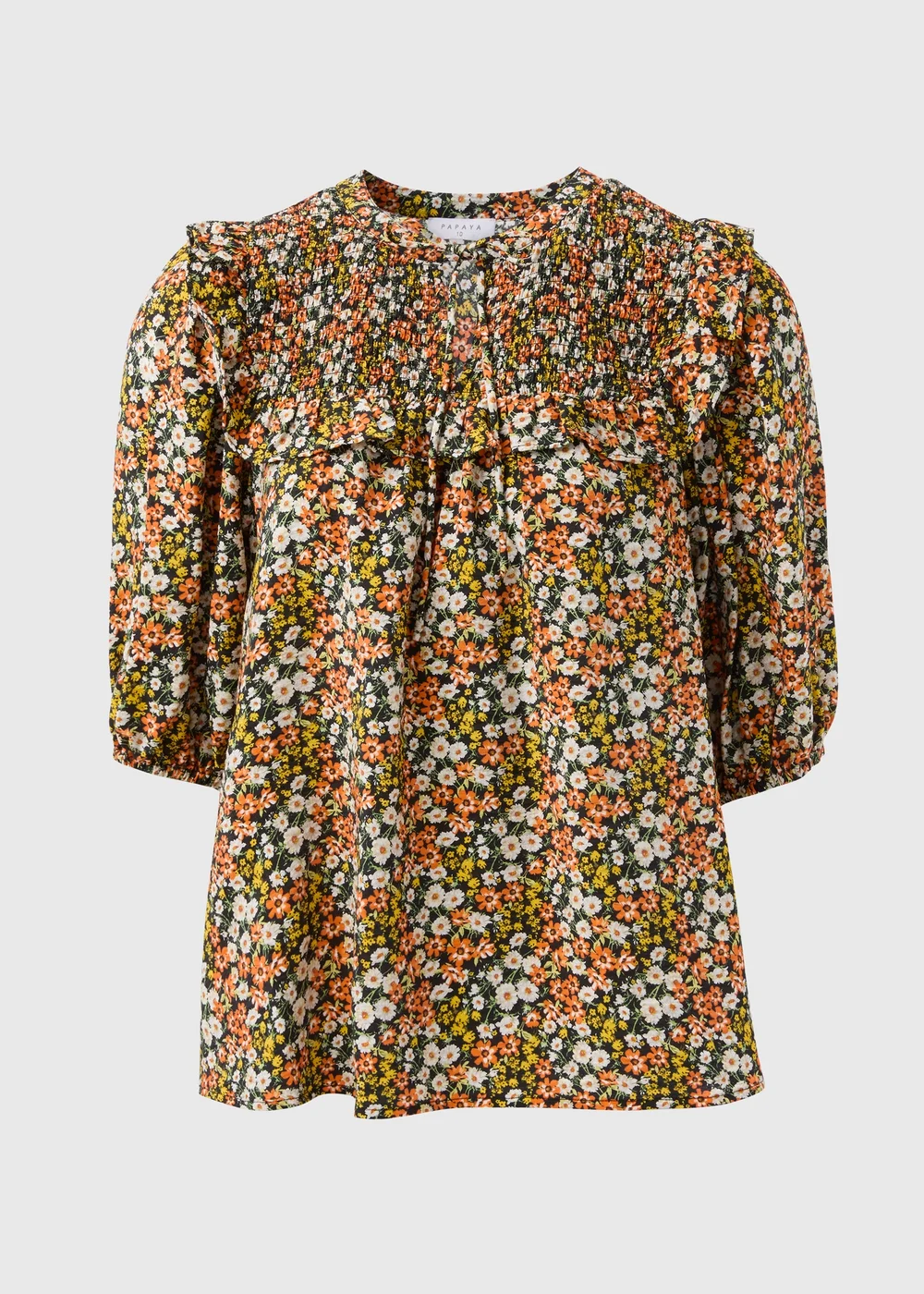 Orange Sheered Print Blouse - Size 8 Image 5