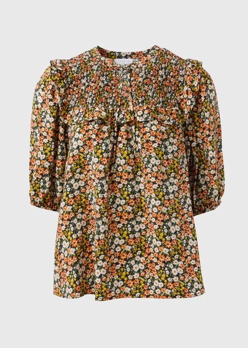 Orange Sheered Print Blouse - Size 8 Image 5