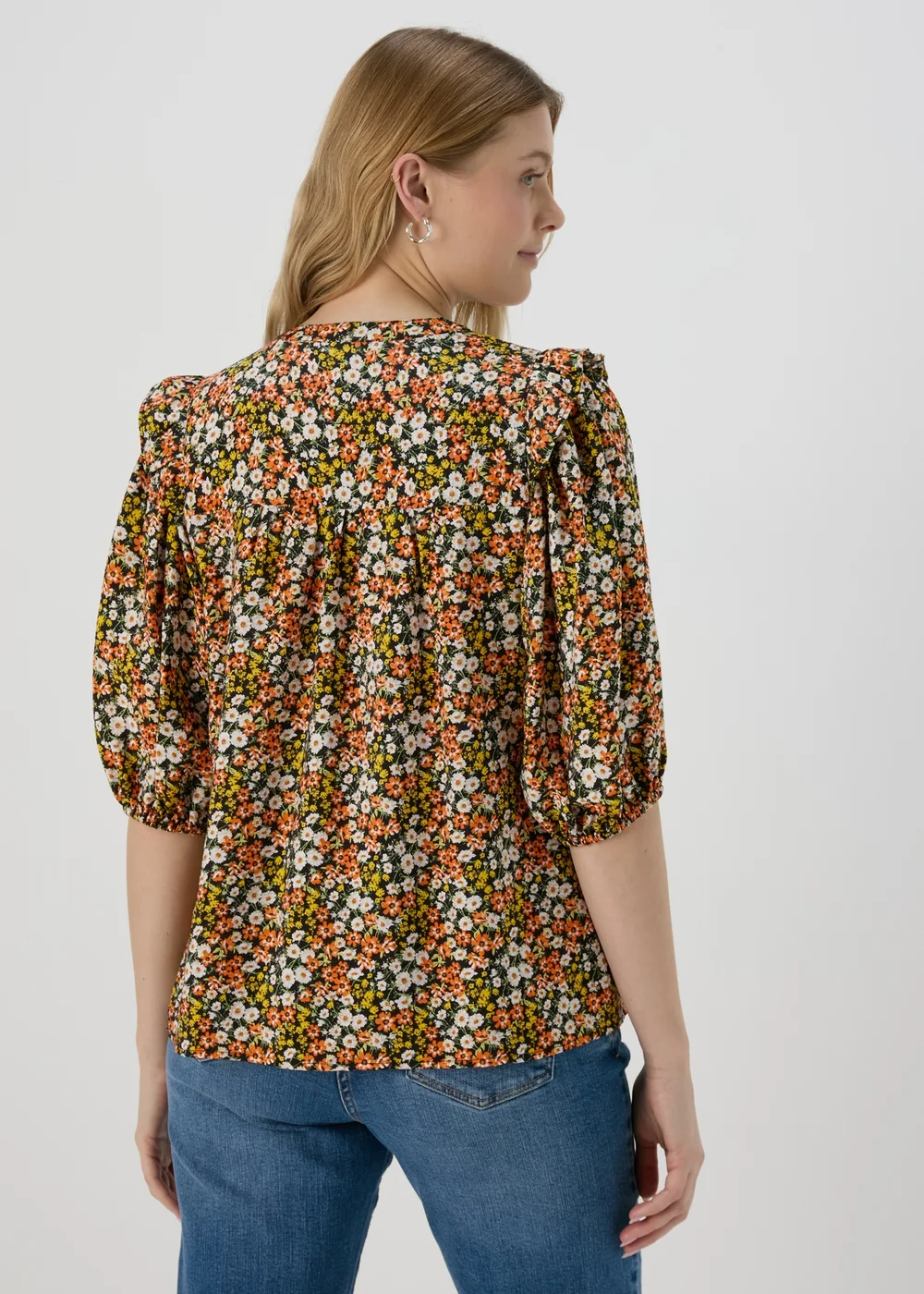 Orange Sheered Print Blouse - Size 8 Image 2