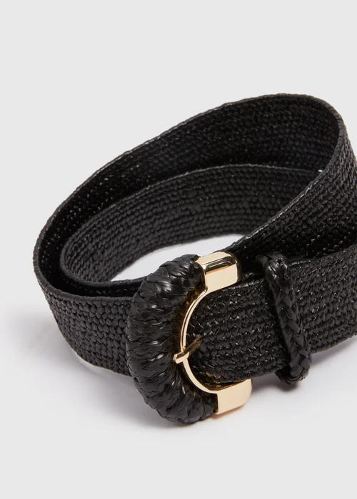 Black Straw Detail Belt - S Image 2