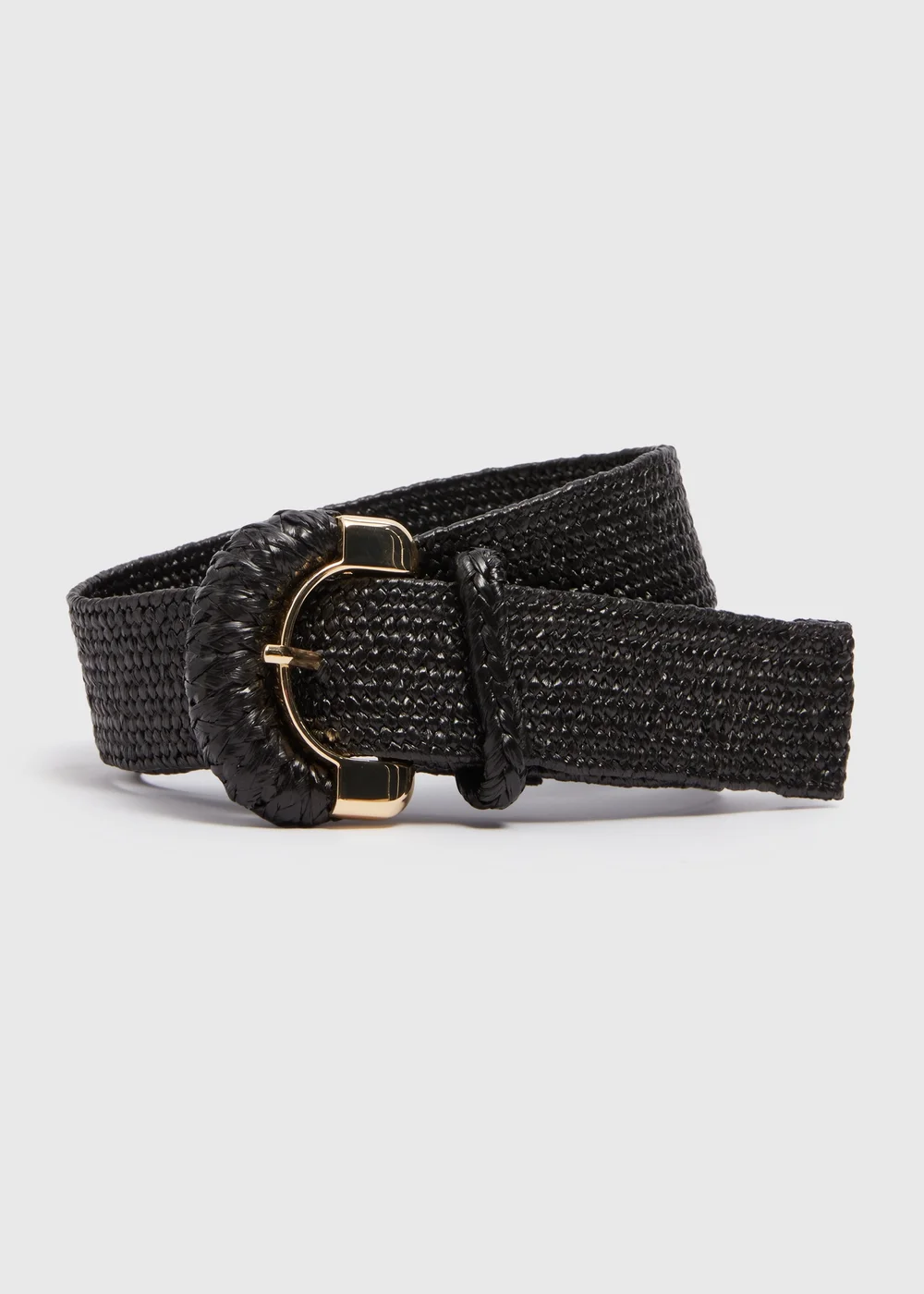 Black Straw Detail Belt - S Image 1
