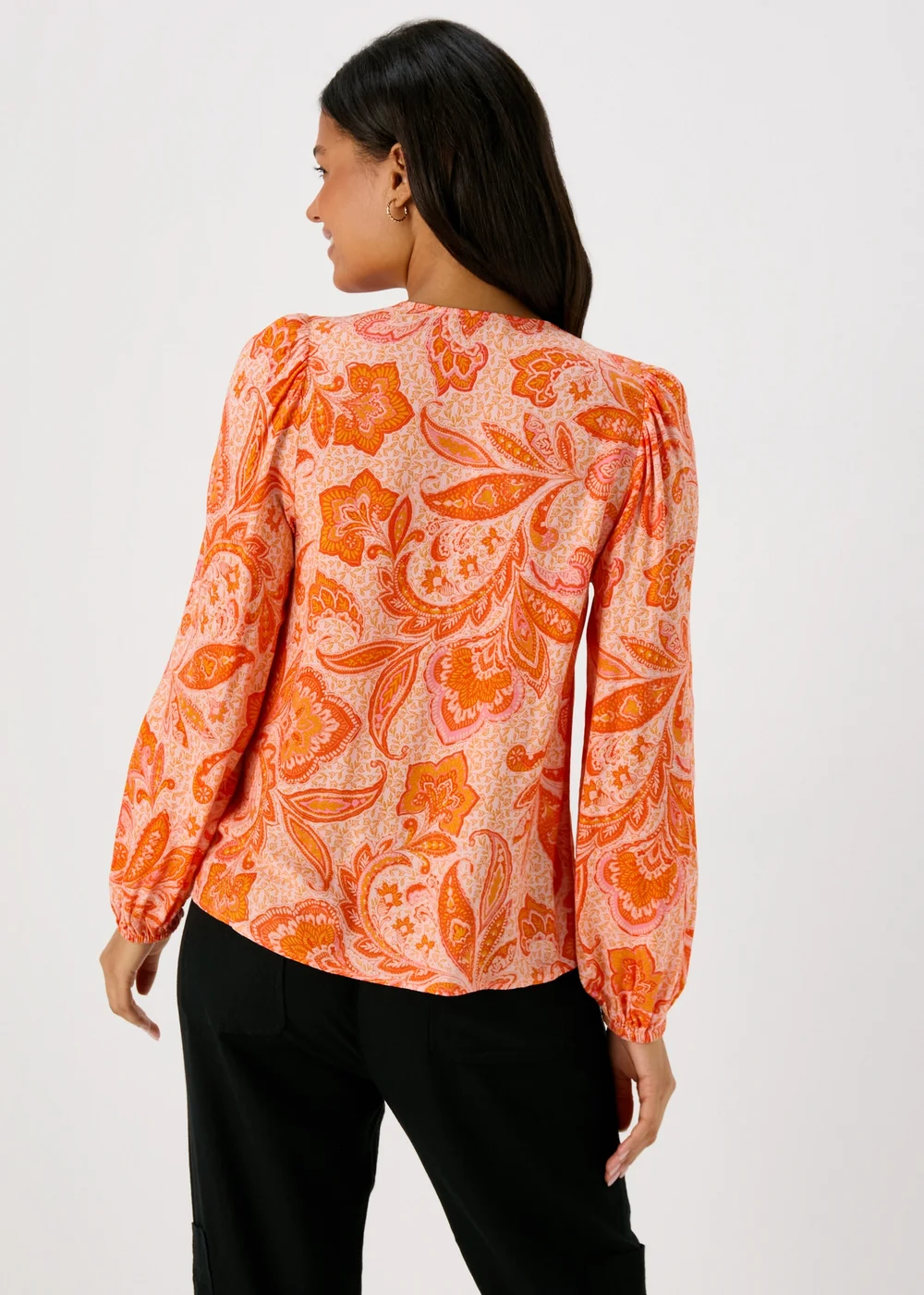 Orange Tassel Boho Blouse Top - 8 Image 2