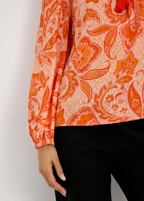 Orange Tassel Boho Blouse Top - 8 Image 3