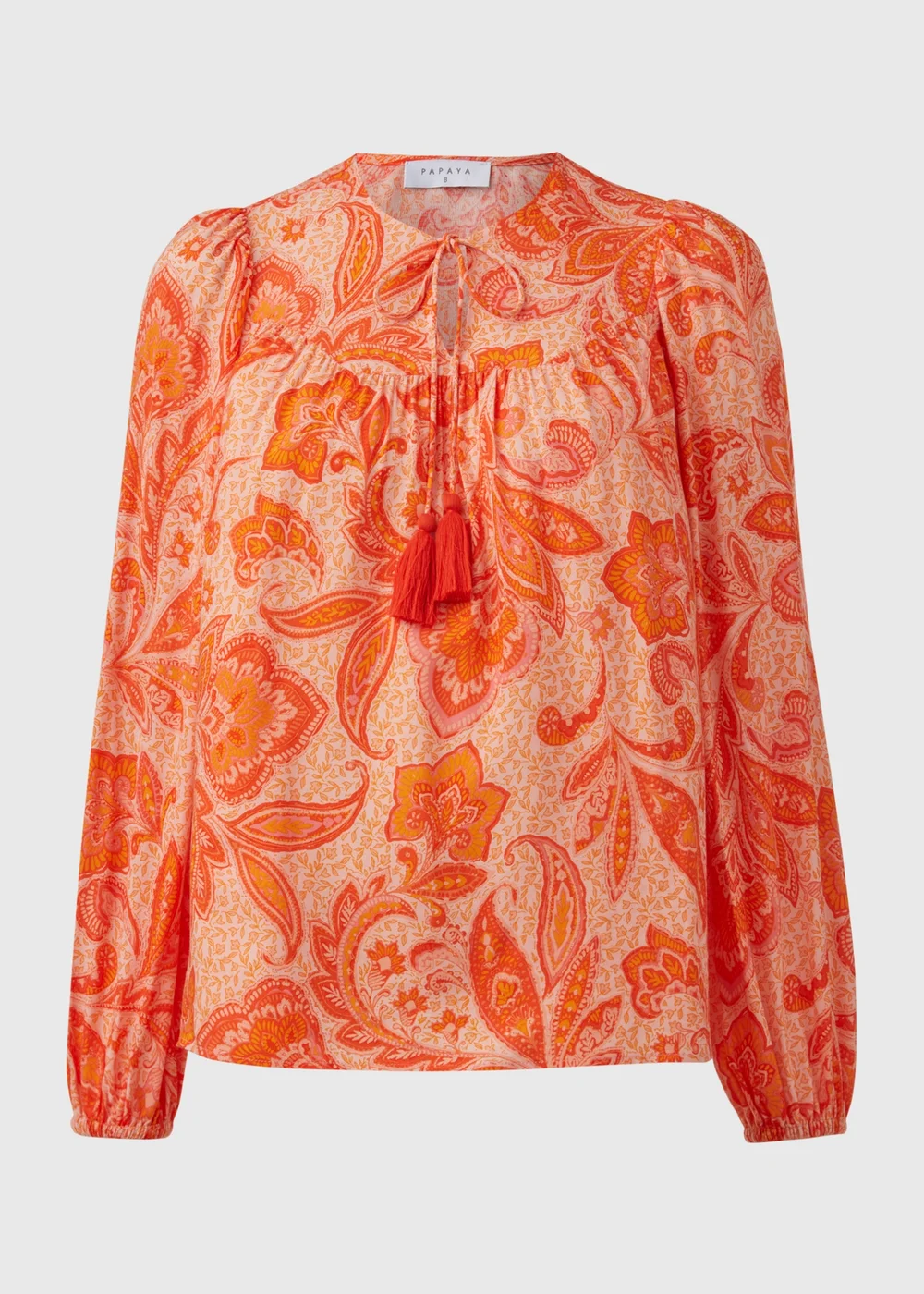 Orange Tassel Boho Blouse Top - 8 Image 5