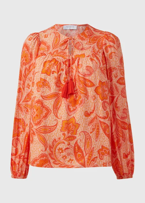 Orange Tassel Boho Blouse Top - 8 Image 5