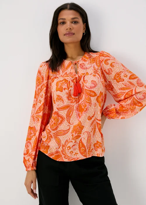 Orange Tassel Boho Blouse Top - 8 Image 1