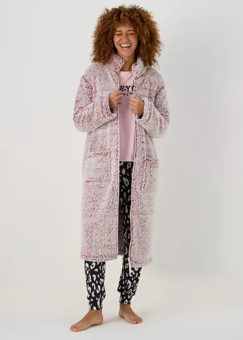 Pink Zip Up Dressing Gown - Small Image 1