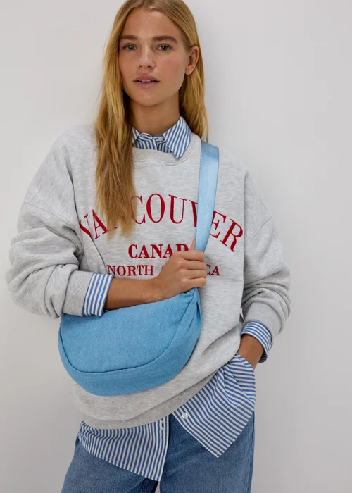 Denim Nylon Moon Bag - One Size Image 1