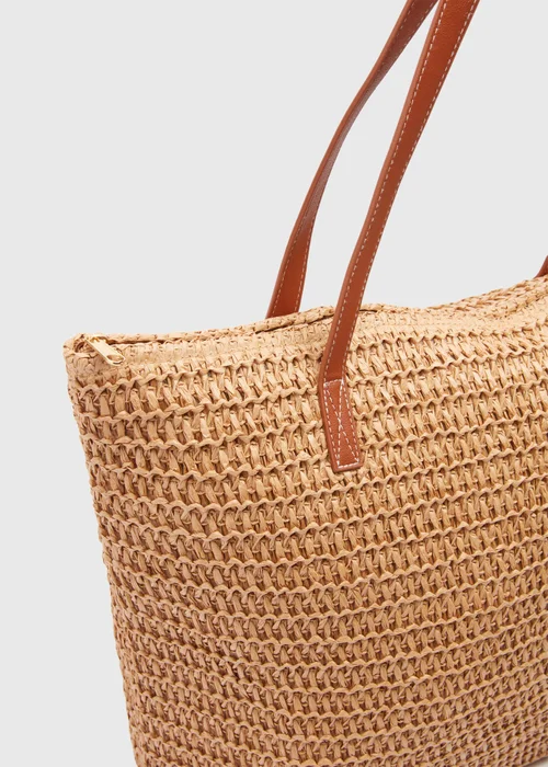 Natural Straw Shopper Bag - One Size Image 2