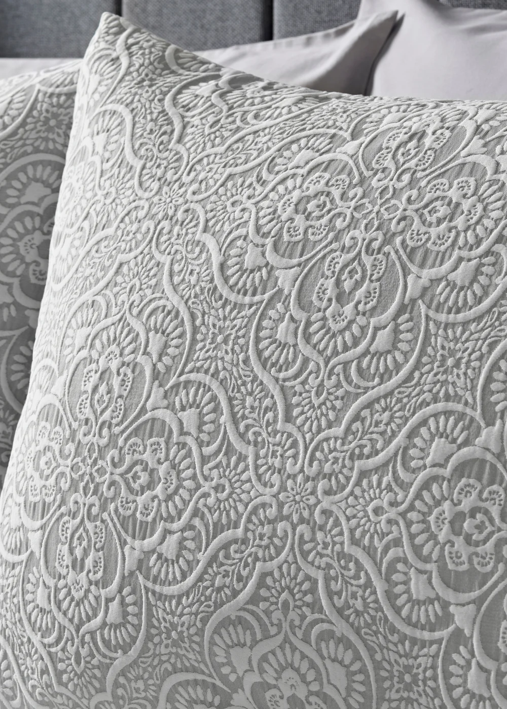 Grey Matelassé Duvet Set - Double Image 2