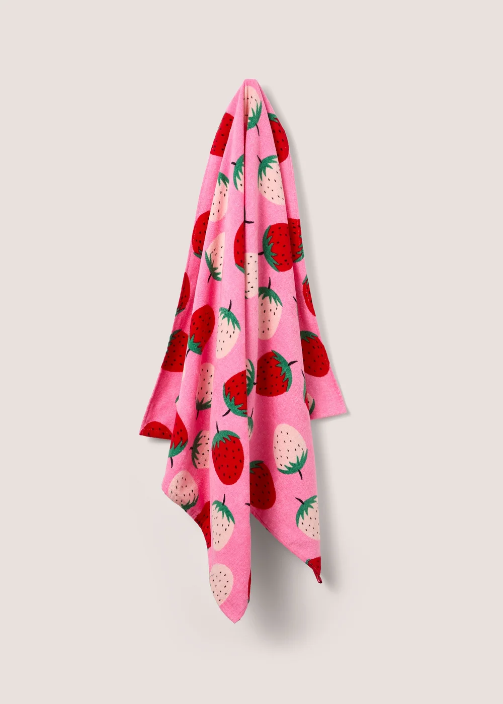 Beach Pink Strawberry Print Towel (140cm x 70cm) Image 1