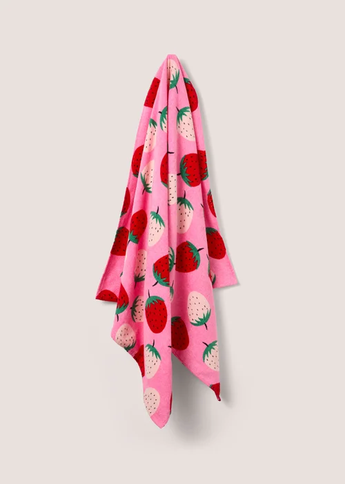 Beach Pink Strawberry Print Towel (140cm x 70cm) Image 1