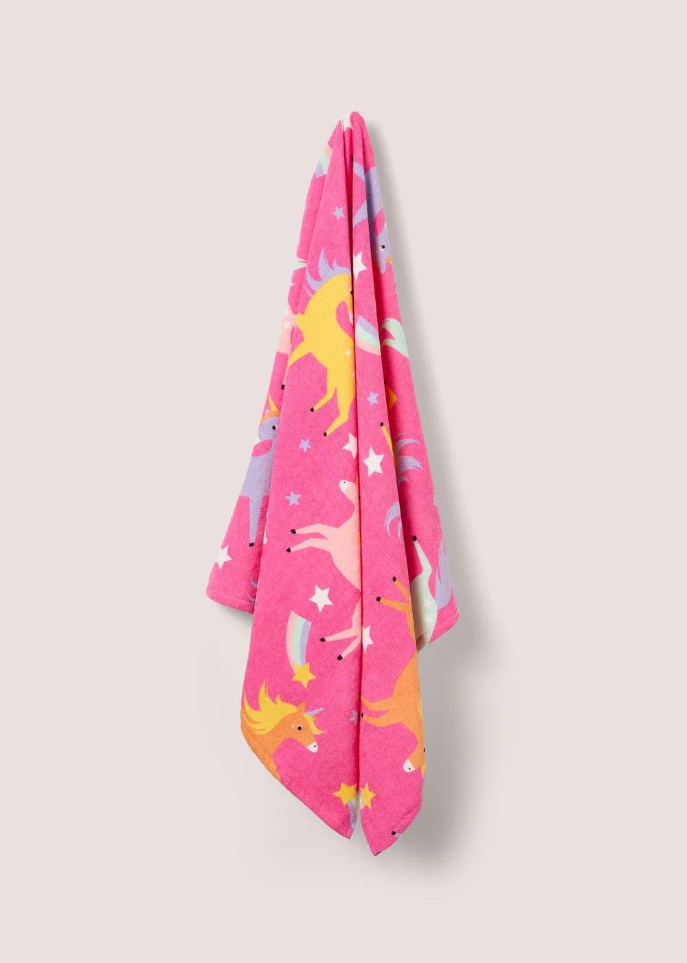Pink Unicorn Print Beach Towel (140cm x 70cm) Image 1