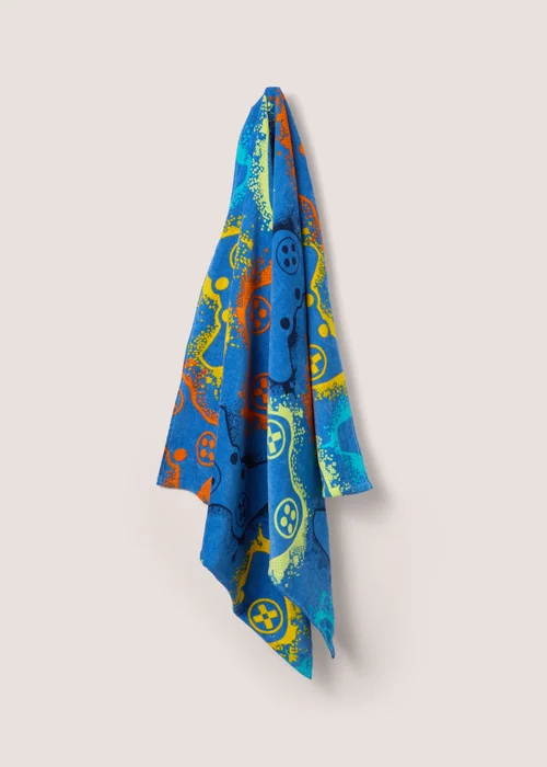 Blue Gaming Print Beach Towel (140cm x 70cm) Image 1