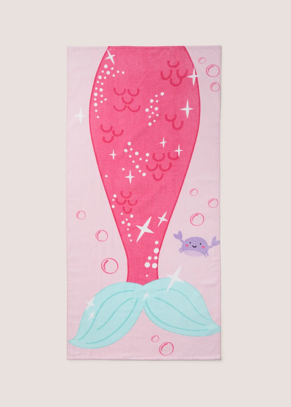 Pink Mermaid Print Beach Towel (140cm x 70cm) Image 1