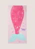 Pink Mermaid Print Beach Towel (140cm x 70cm) Image 1
