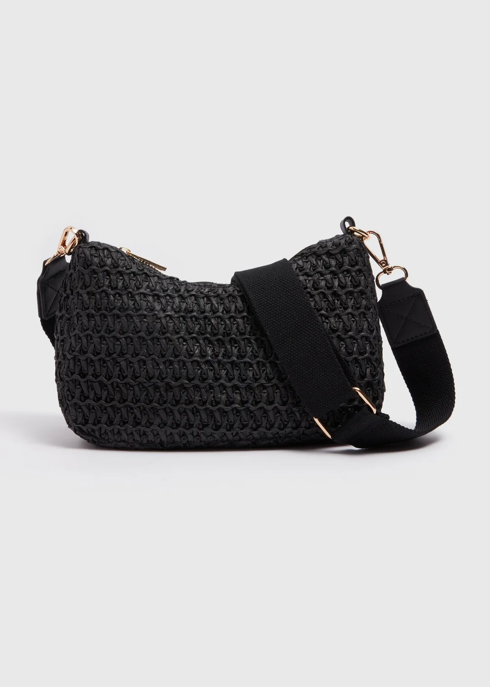 Black Mono Straw Camera Bag - One Size Image 3