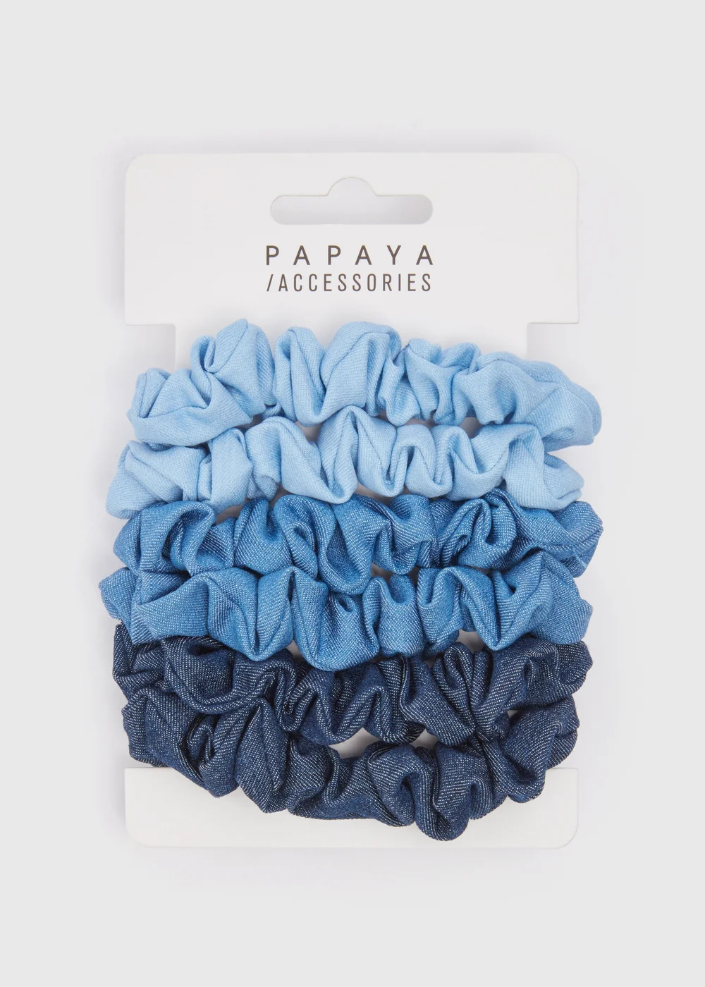 6 Pack Blue Denim Scrunchy - One Size Image 1