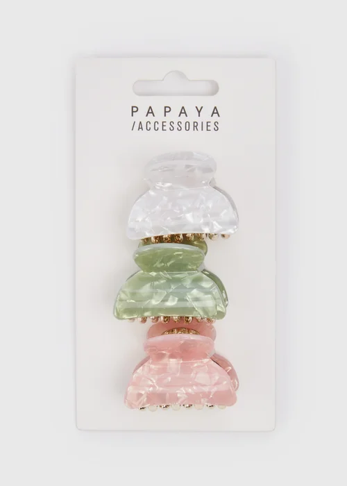 3 Pack Multicolour Resin Mini Clamps - One Size Image 1