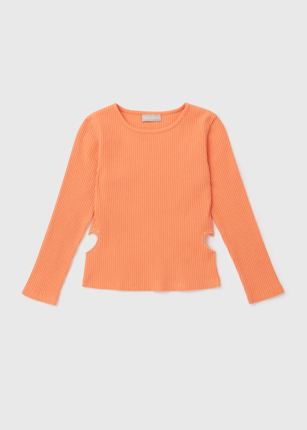 Girls Orange Ribbed Top (7-15yrs) - Age 7 Years Image 1