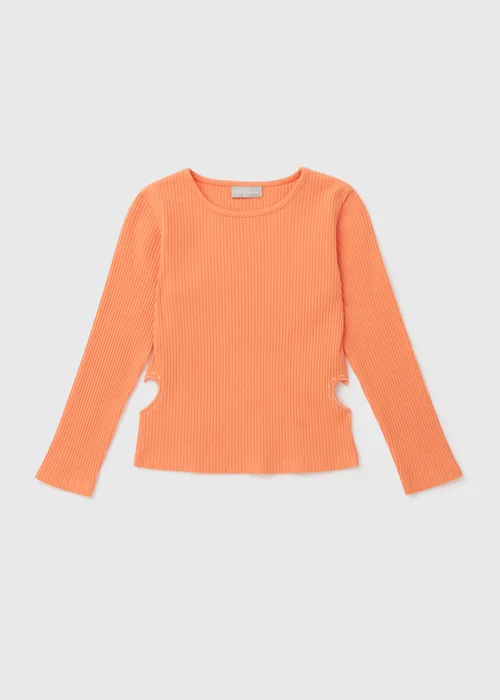 Girls Orange Ribbed Top (7-15yrs) - Age 7 Years Image 1