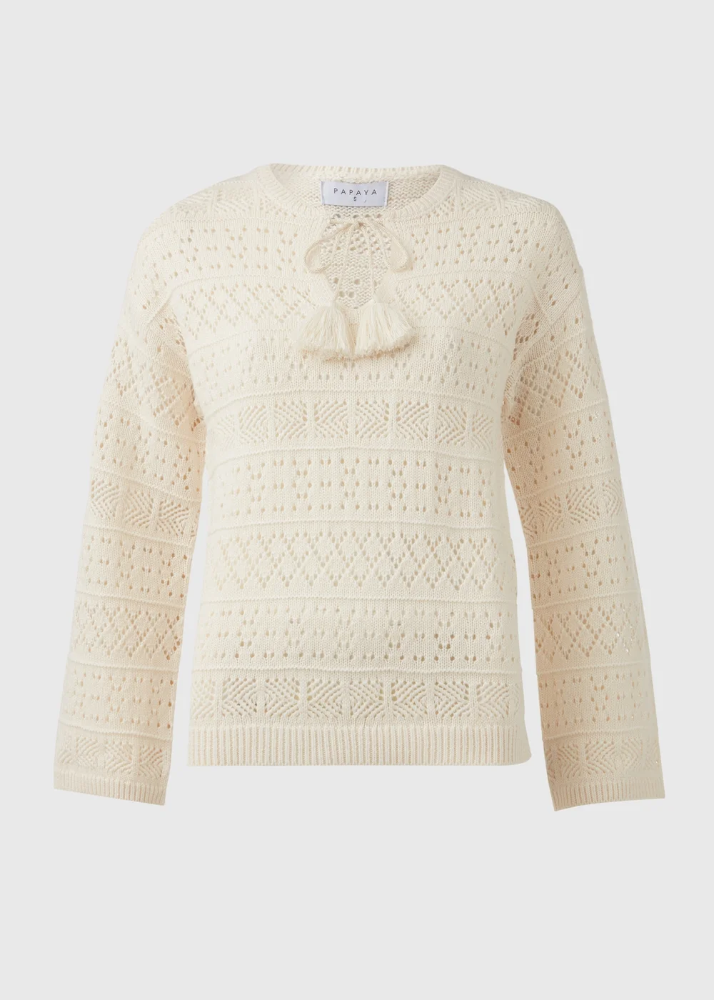 Cream Tie Front Stitch Jumper - XS Image 5