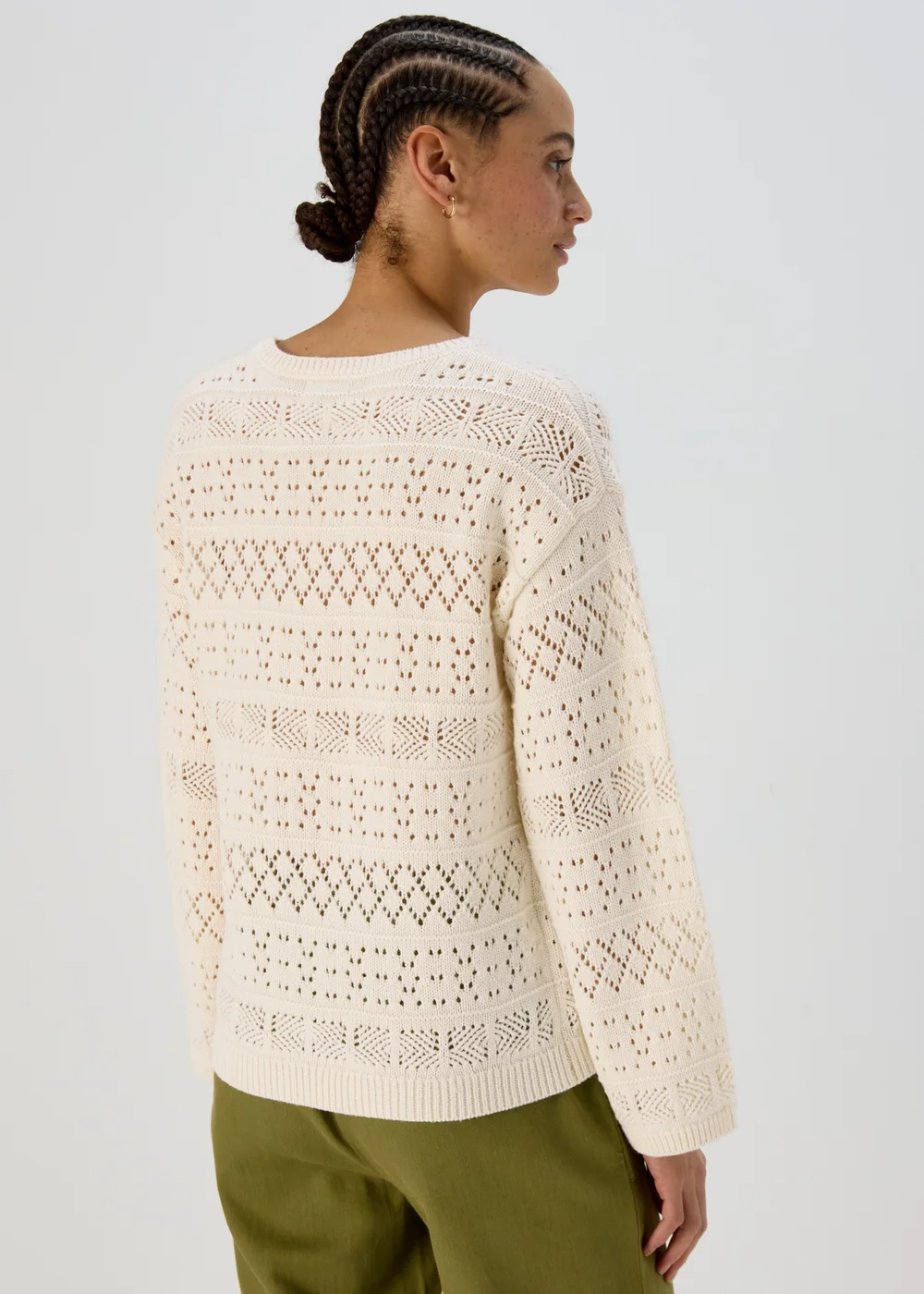 Cream Tie Front Stitch Jumper - XS Image 2