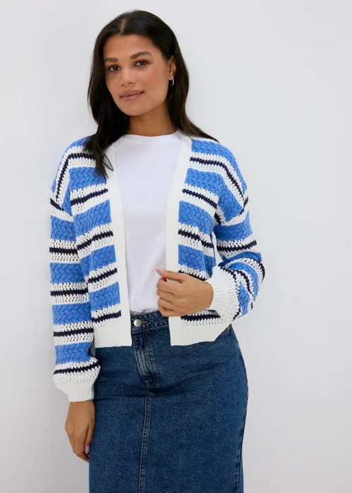 Ivory Stripe Pointelle Stitch Cardigan - XS Image 1