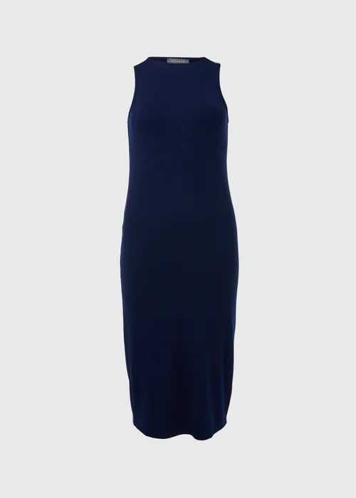 Navy Racer Ribbed Midi Dress - 8 Image 5