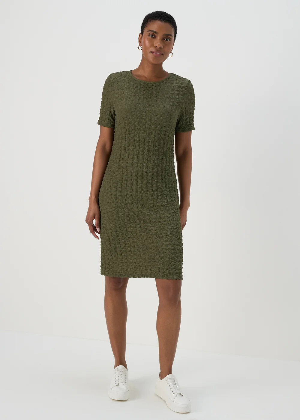 Khaki Hyper Texture Mini Dress - 8 Image 1