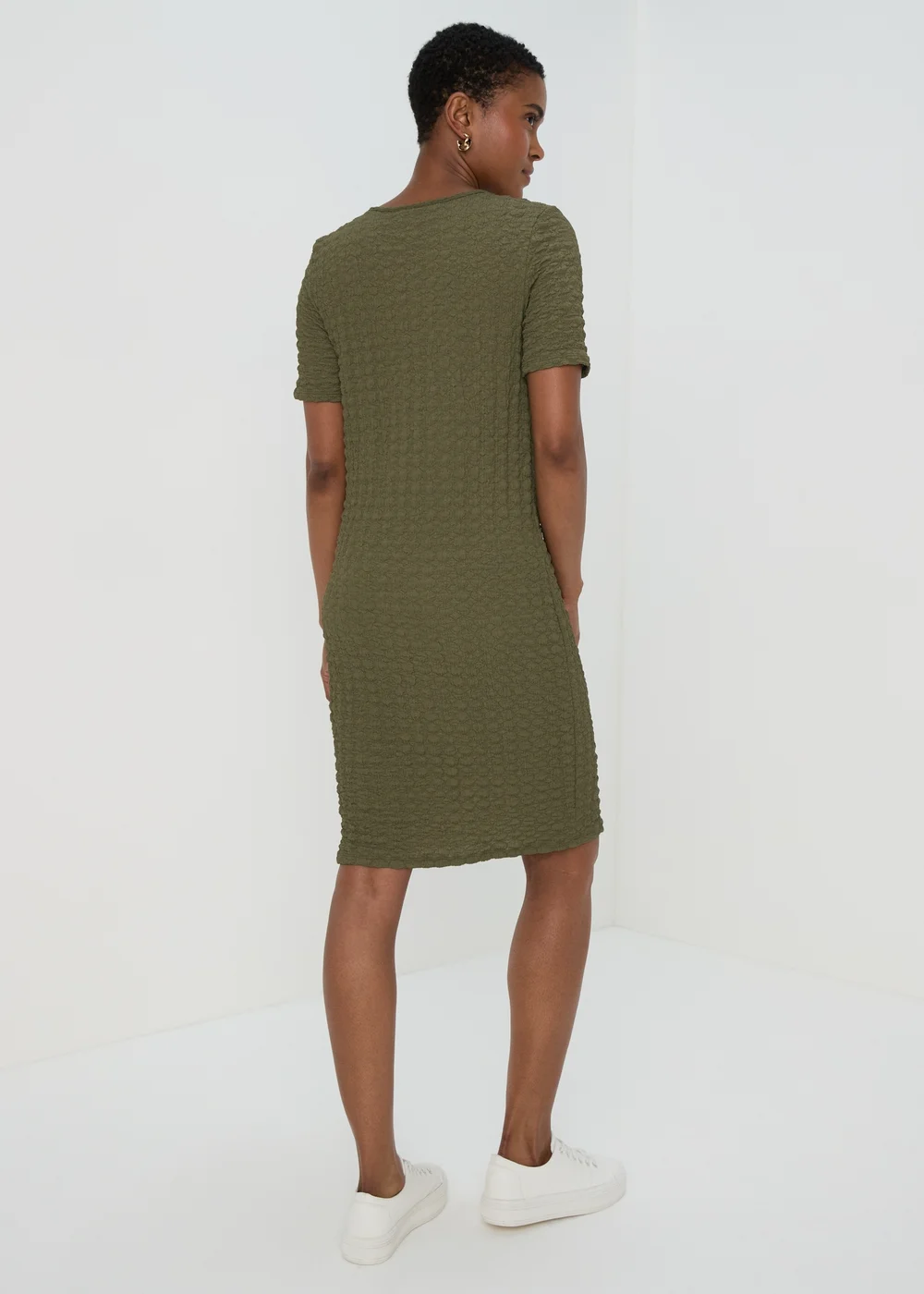 Khaki Hyper Texture Mini Dress - 8 Image 2