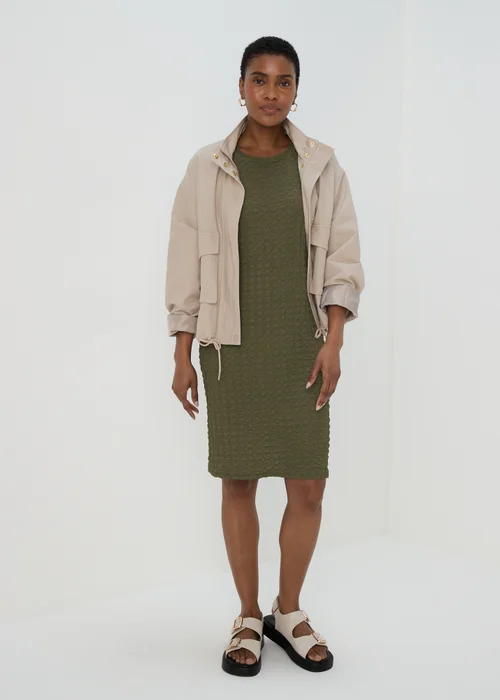 Khaki Hyper Texture Mini Dress - 8 Image 4
