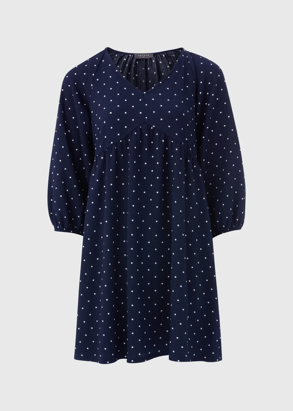 Navy Spotted Crinkle Boho Mini Dress - 8 Image 5
