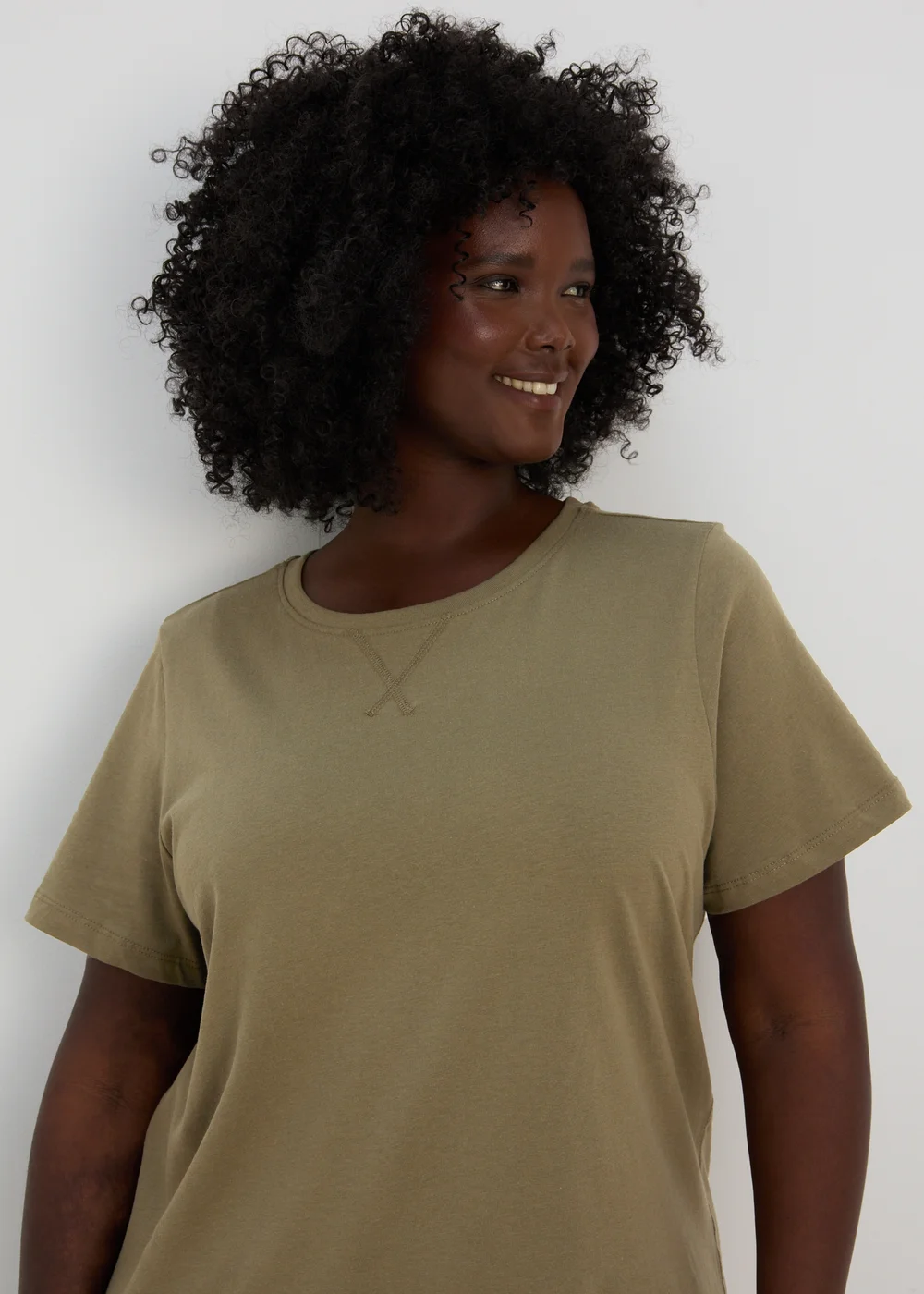 Khaki Jersey T-Shirt Midi Dress - 8 Image 6