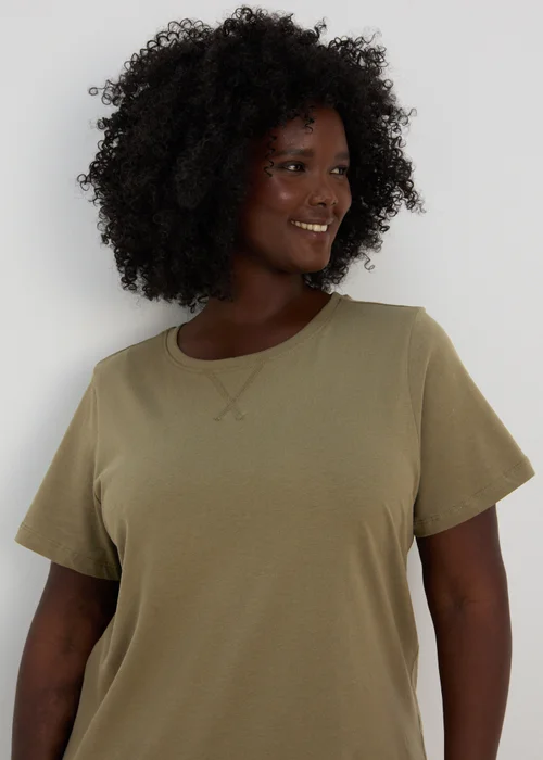 Khaki Jersey T-Shirt Midi Dress - 8 Image 6
