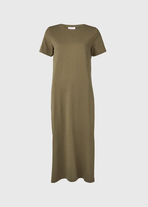 Khaki Jersey T-Shirt Midi Dress - 8 Image 9