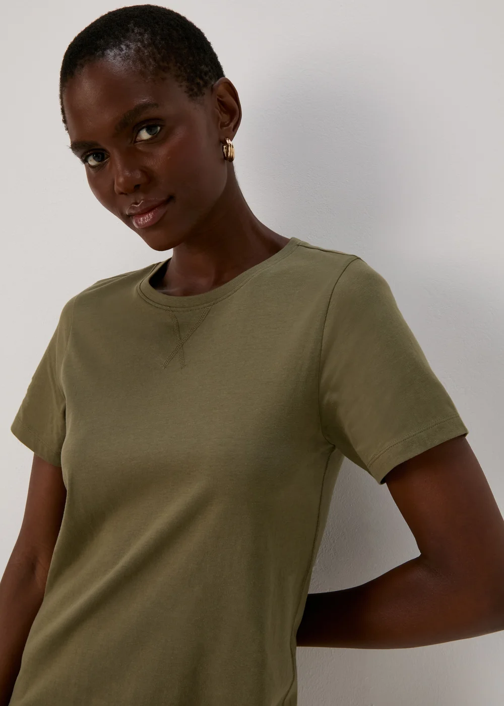 Khaki Jersey T-Shirt Midi Dress - 8 Image 5
