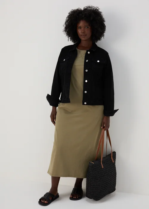 Khaki Jersey T-Shirt Midi Dress - 8 Image 8