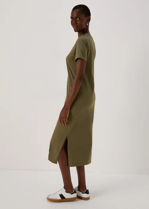 Khaki Jersey T-Shirt Midi Dress - 8 Image 3