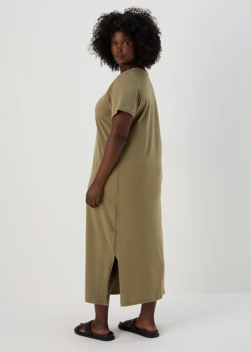 Khaki Jersey T-Shirt Midi Dress - 8 Image 4