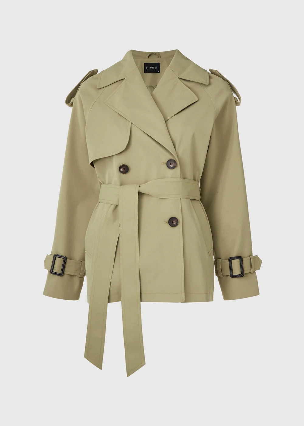 Et Vous Khaki Short Trench Coat - 8 Image 5
