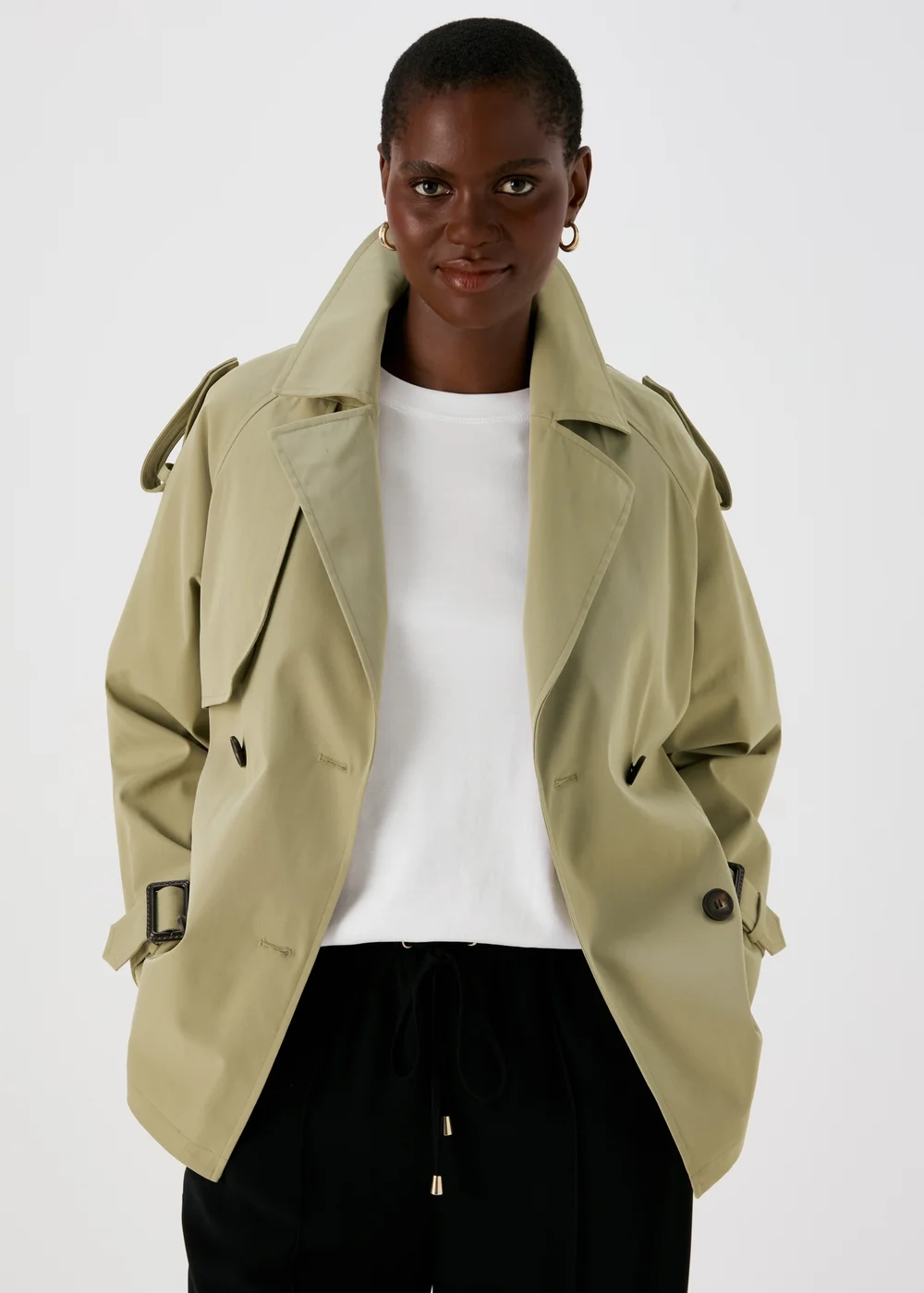 Et Vous Khaki Short Trench Coat - 8 Image 3