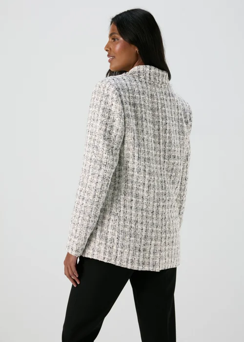 Et Vous Grey & White Frayed Edge Boucle Blazer - 8 Image 2