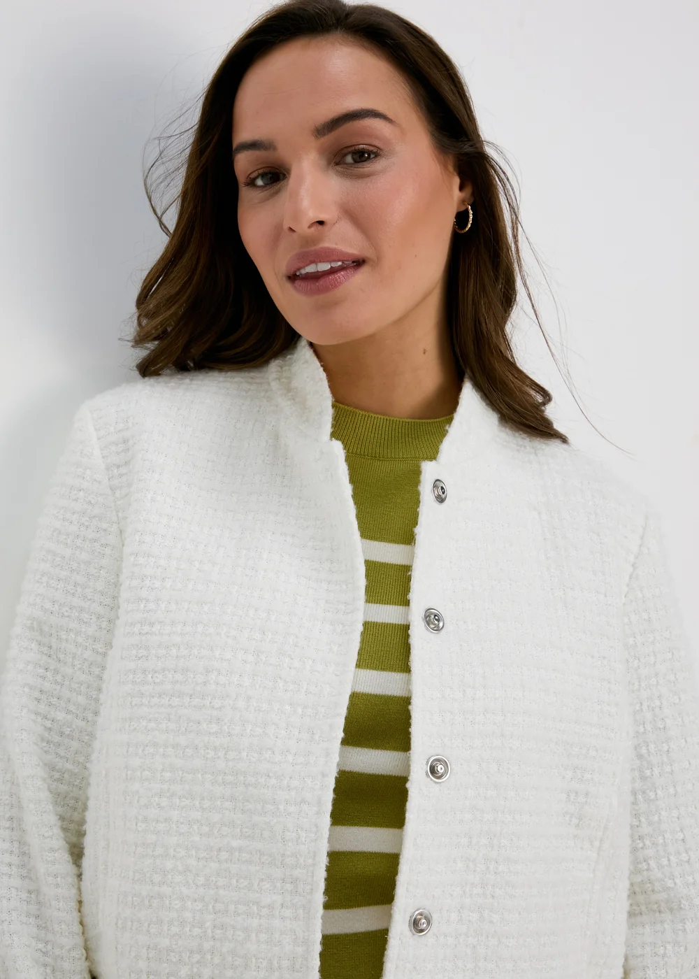 Et Vous Ivory Boucle Bomber Jacket - 8 Image 3