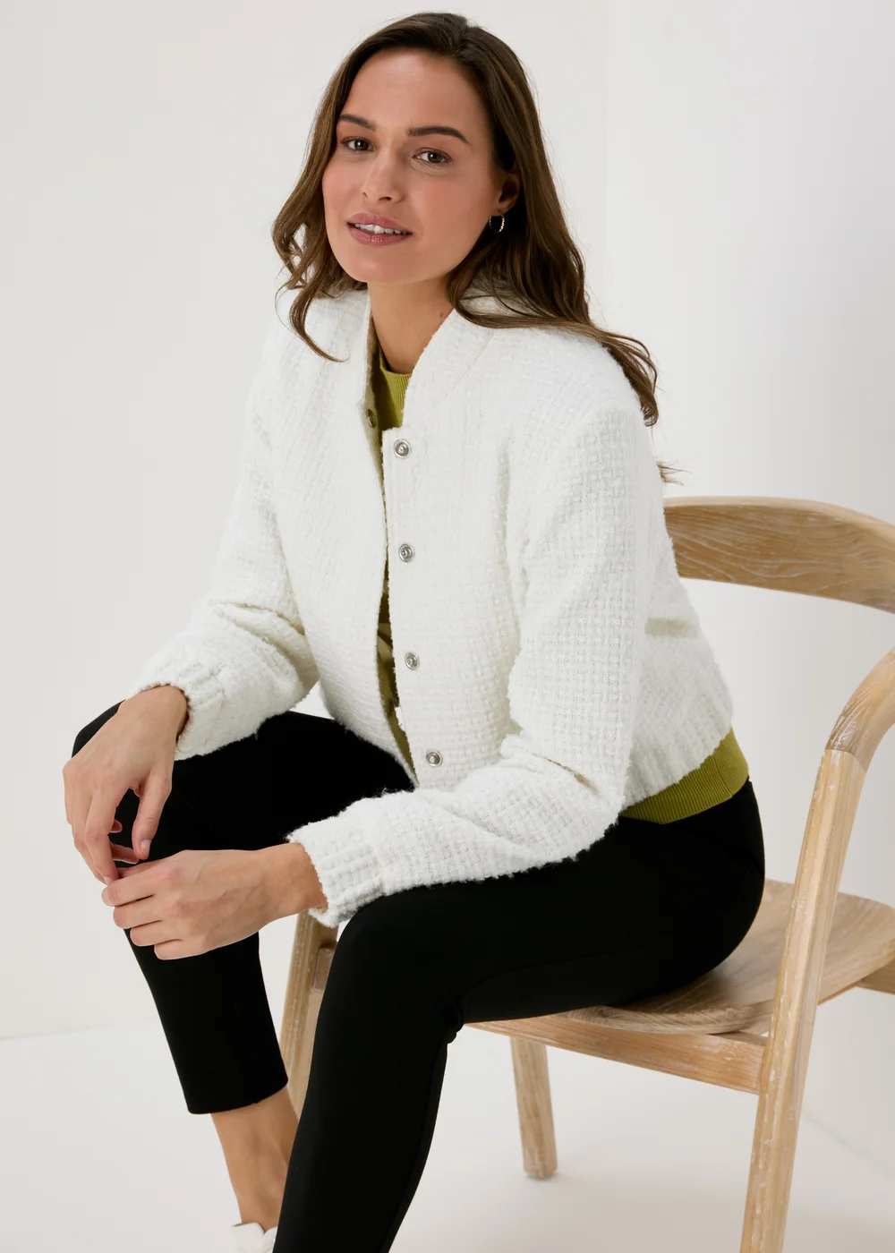 Et Vous Ivory Boucle Bomber Jacket - 8 Image 4