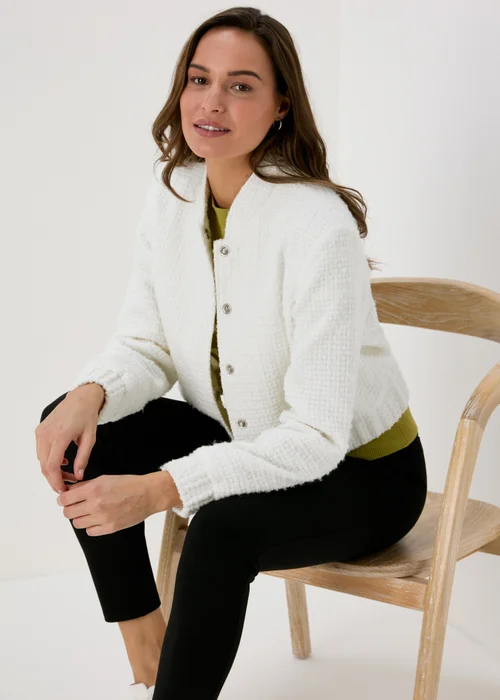 Et Vous Ivory Boucle Bomber Jacket - 8 Image 4