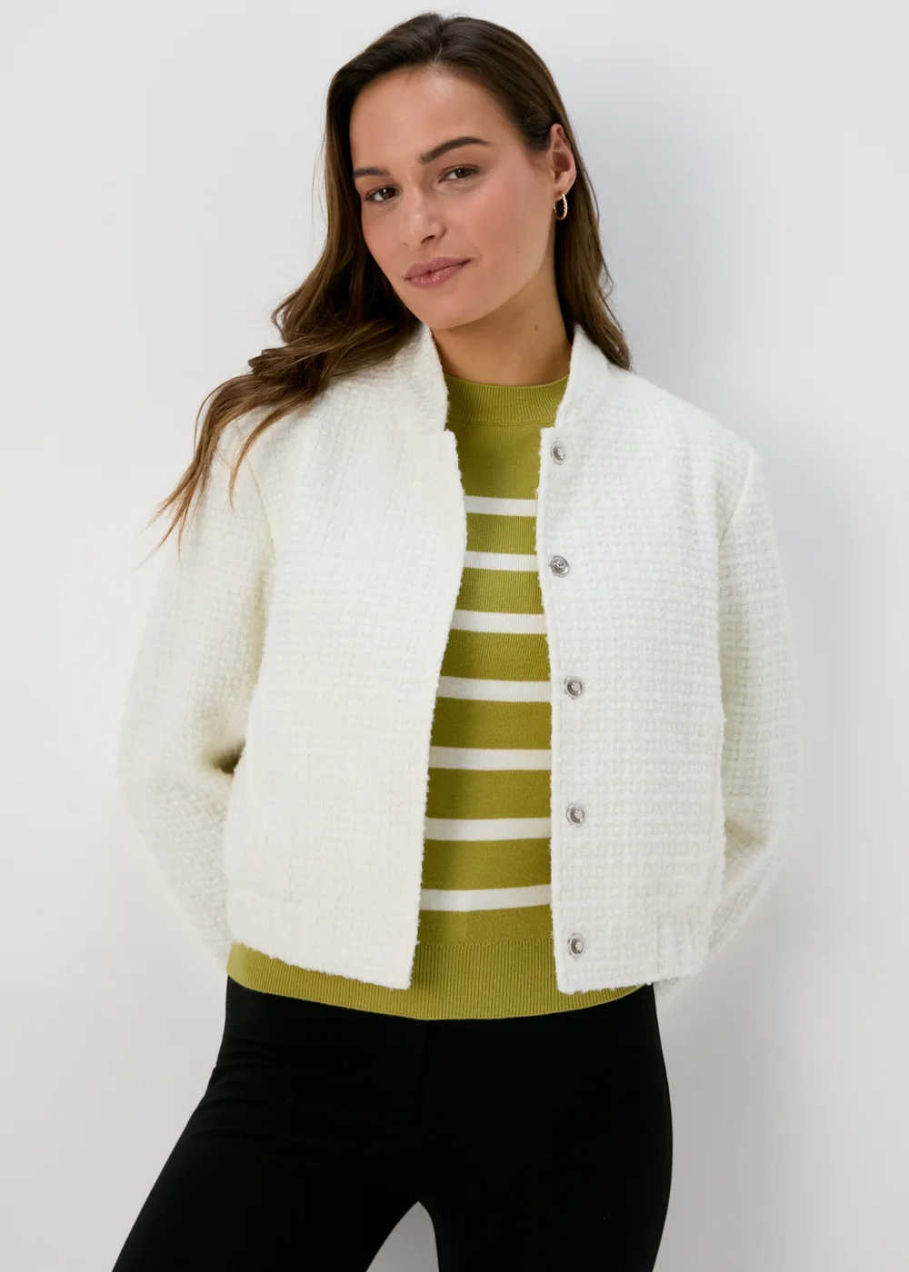 Et Vous Ivory Boucle Bomber Jacket - 8 Image 1