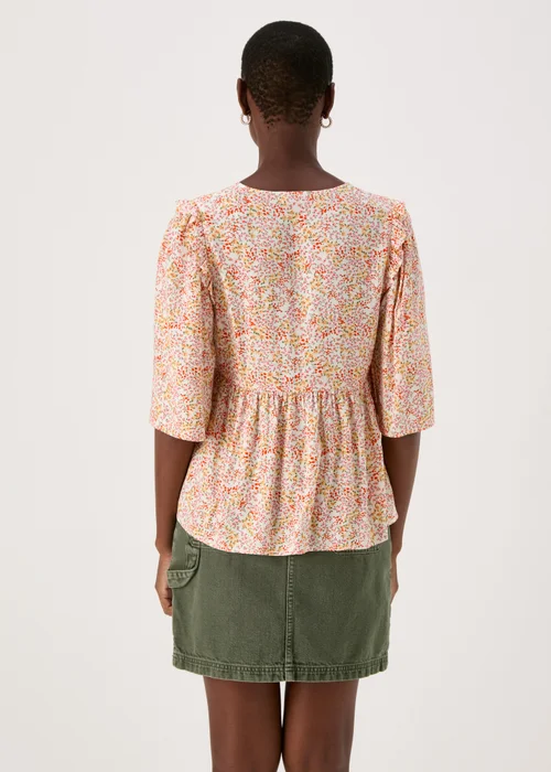 Multicolour Floral Viscose Dobby Frill Blouse Top - 8 Image 2